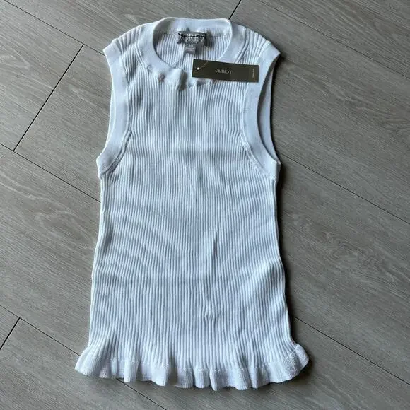 J Crew Ruffle Trim Shell Tank Top In Premium Ultra Fine Cotton XXS White Flaw - Picture 1 of 12